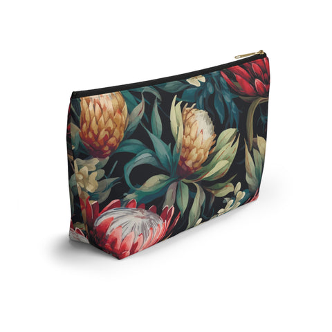 South African Protea Make up bag, Pencil Case Accessory Pouch w T-bottom