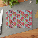 Glass Cutting Board South African Protea