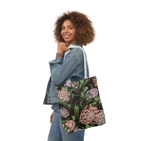 South African Protea Polyester Canvas Tote Bag