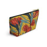 South African Protea Make up bag, Pencil Case Accessory Pouch w T-bottom