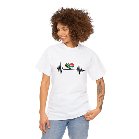 South African Flag Heartbeat t-shirt Unisex Heavy Cotton Tee