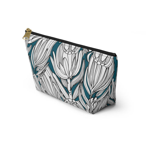 South African Protea Make up bag, Pencil Case Accessory Pouch w T-bottom