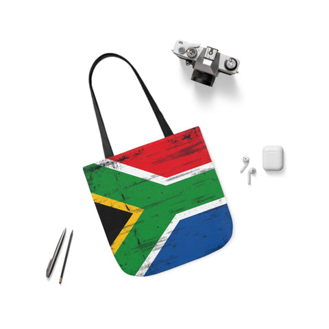 South African Flag Polyester Canvas Tote Bag