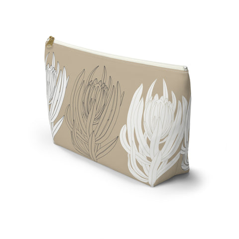 South African Protea Make up bag, Pencil Case Accessory Pouch w T-bottom