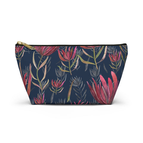 South African Protea Make up bag, Pencil Case Accessory Pouch w T-bottom