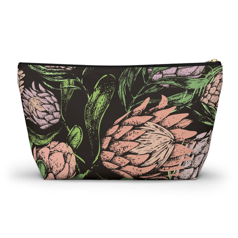 South African Protea Make up bag, Pencil Case Accessory Pouch w T-bottom