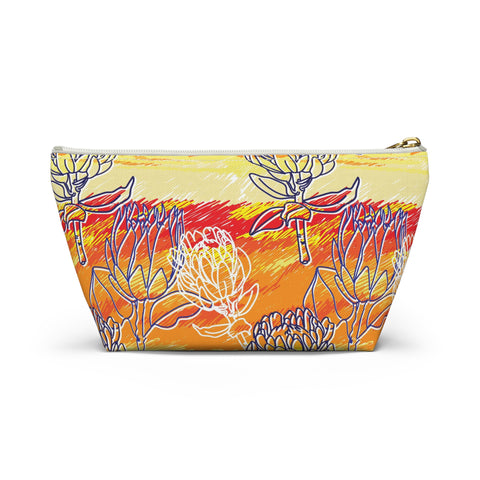 South African Protea Make up bag, Pencil Case Accessory Pouch w T-bottom