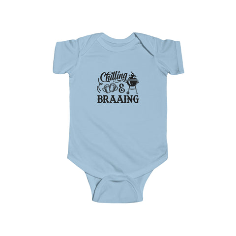 Chilling and Braaing Baby Bokkie South Africa Baby  Jersey Bodysuit