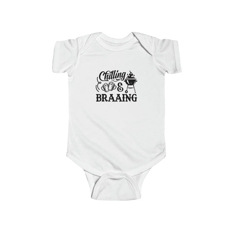 Chilling and Braaing Baby Bokkie South Africa Baby  Jersey Bodysuit