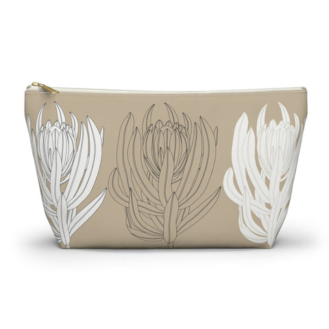 South African Protea Make up bag, Pencil Case Accessory Pouch w T-bottom