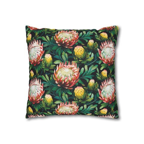 South African Protea Spun Polyester Pillowcase - Shipped from UK/USA/AUS