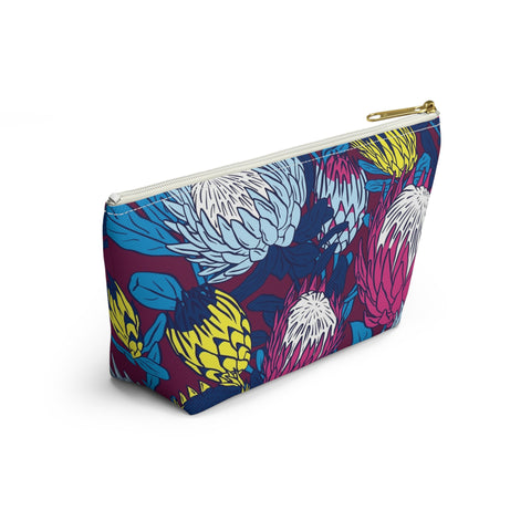 South African Protea Make up bag, Pencil Case Accessory Pouch w T-bottom