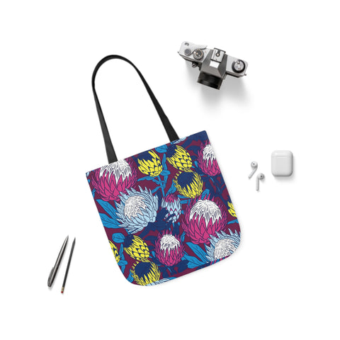 South African Protea Polyester Canvas Tote Bag