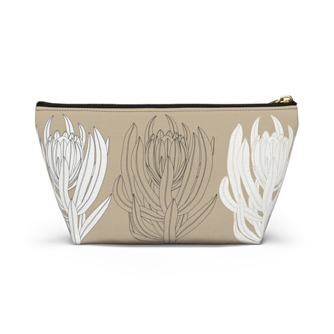 South African Protea Make up bag, Pencil Case Accessory Pouch w T-bottom