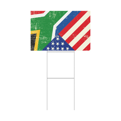 USA and SA Flag Plastic Yard Sign