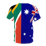 South African Flag and Australian Flag half and half Unisex T-shirt