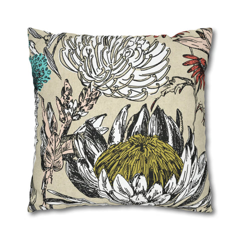 South African Protea Spun Polyester Pillowcase - Shipped from UK/USA/AUS