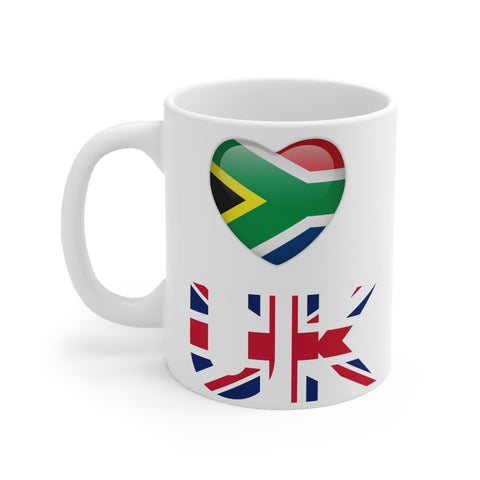 SA to UK Mug 11oz South Africa to United Kingdom flag