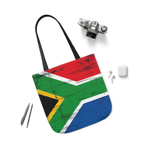 South African Flag Polyester Canvas Tote Bag