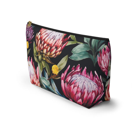 South African Protea Make up bag, Pencil Case Accessory Pouch w T-bottom