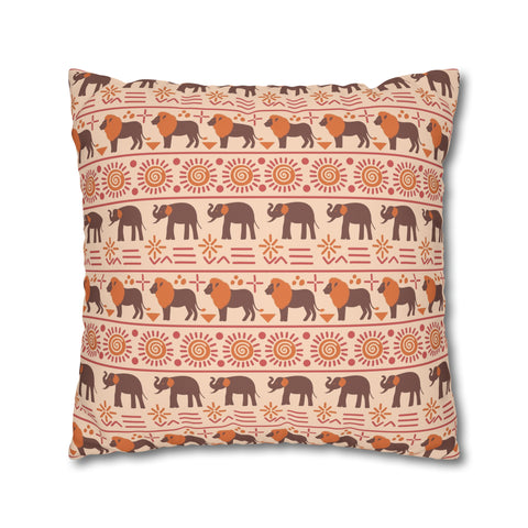 African pattern with animals. Ethical minimalist shapes. Pillowcase Cover only - no filling is included