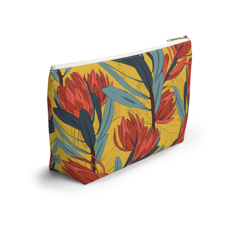 South African Protea Make up bag, Pencil Case Accessory Pouch w T-bottom