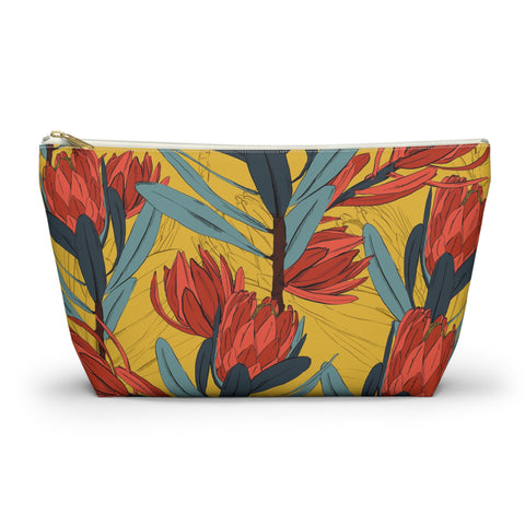 South African Protea Make up bag, Pencil Case Accessory Pouch w T-bottom