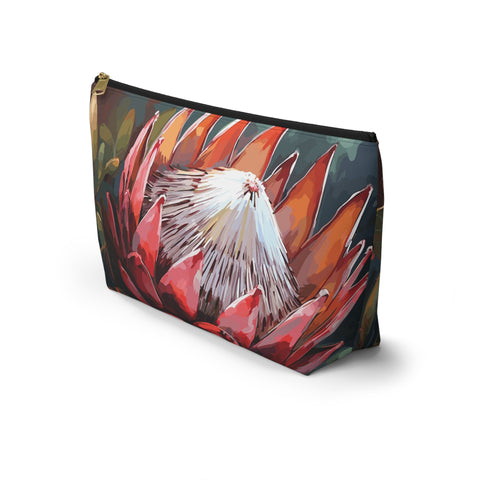 South African Protea Make up bag, Pencil Case Accessory Pouch w T-bottom