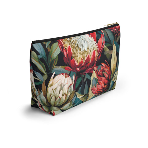 South African Protea Make up bag, Pencil Case Accessory Pouch w T-bottom