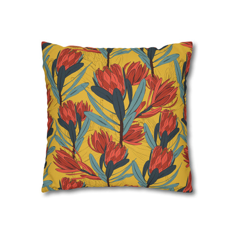 South African Protea Spun Polyester Pillowcase - Shipped from UK/USA/AUS