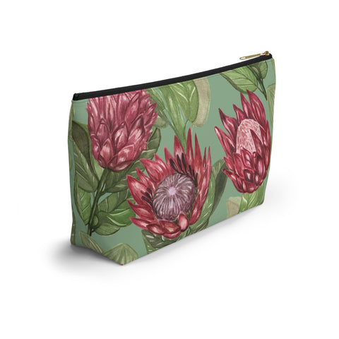 South African Protea Make up bag, Pencil Case Accessory Pouch w T-bottom