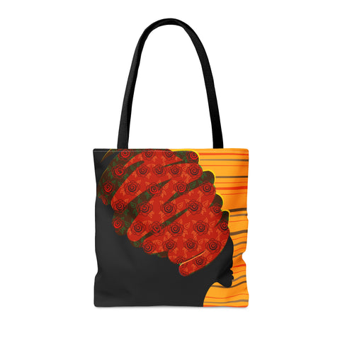 African Lady browns and orange retro South African Tote Bag African Print Protea