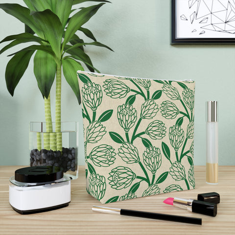 South African Protea Cotton Cosmetic Bag