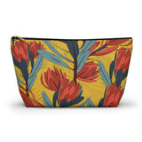 South African Protea Make up bag, Pencil Case Accessory Pouch w T-bottom