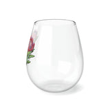 South African Protea Stemless Wine Glass, 11.75oz - Protea Dispatched from USA