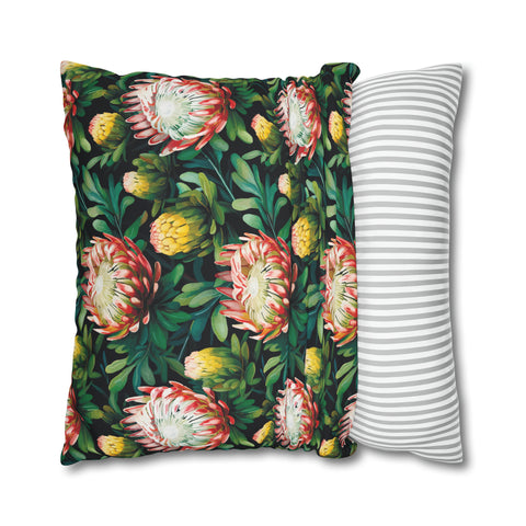 South African Protea Spun Polyester Pillowcase - Shipped from UK/USA/AUS