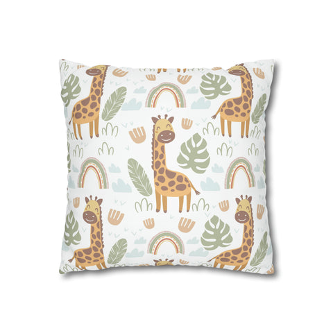 Kids nursery African Giraffe and Rainbows Pillowcase Cover only - no filling is included