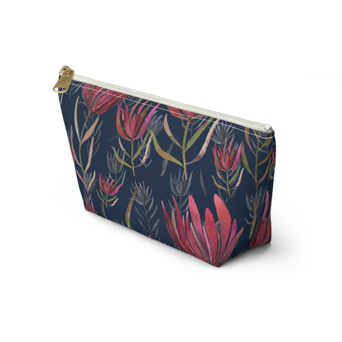 South African Protea Make up bag, Pencil Case Accessory Pouch w T-bottom