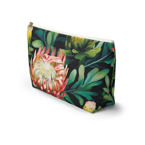 South African Protea Make up bag, Pencil Case Accessory Pouch w T-bottom