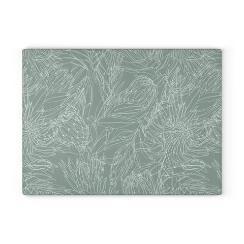 Glass Cutting Board South African Protea