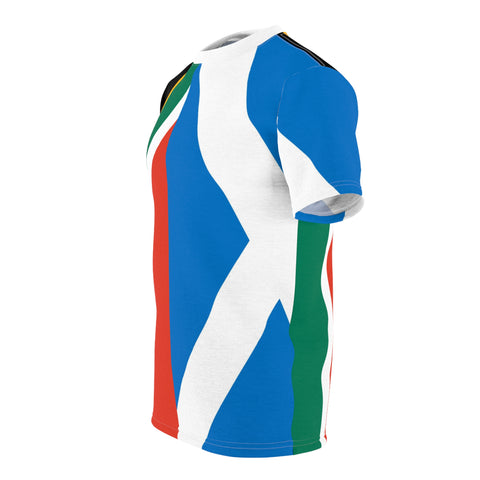 Half South Africa Half Scottish flag Unisex Cut & Sew Tee