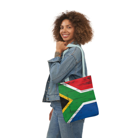 South African Flag Polyester Canvas Tote Bag