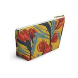 South African Protea Make up bag, Pencil Case Accessory Pouch w T-bottom