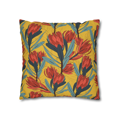 South African Protea Spun Polyester Pillowcase - Shipped from UK/USA/AUS