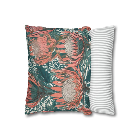 South African Protea Spun Polyester Pillowcase -Pillow not included