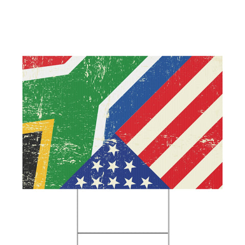 USA and SA Flag Plastic Yard Sign