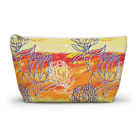 South African Protea Make up bag, Pencil Case Accessory Pouch w T-bottom