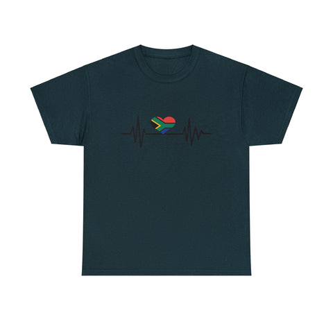 South African Flag Heartbeat t-shirt Unisex Heavy Cotton Tee