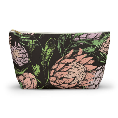 South African Protea Make up bag, Pencil Case Accessory Pouch w T-bottom