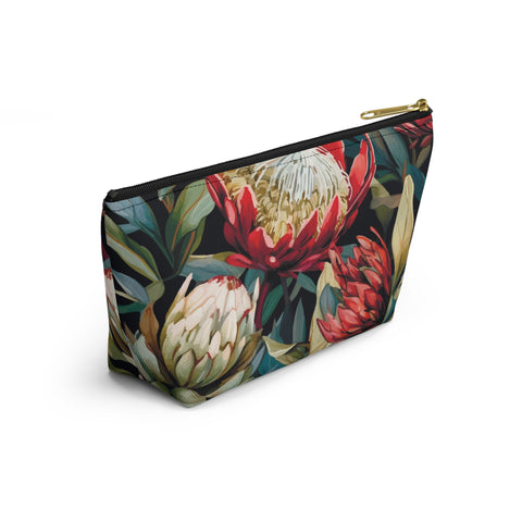 South African Protea Make up bag, Pencil Case Accessory Pouch w T-bottom